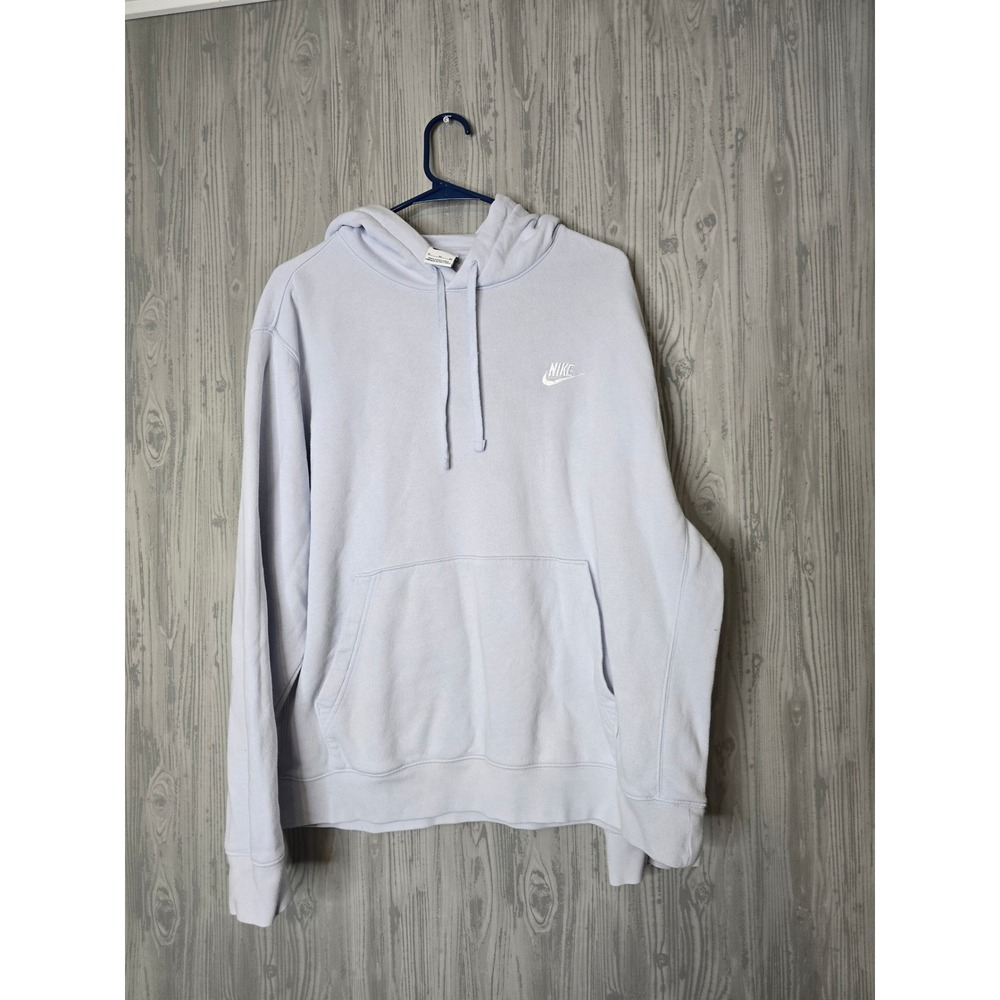 Nike Sportswear Club Fleece Hoodie Mens XL Light Blue Pullover Embroider Swoosh